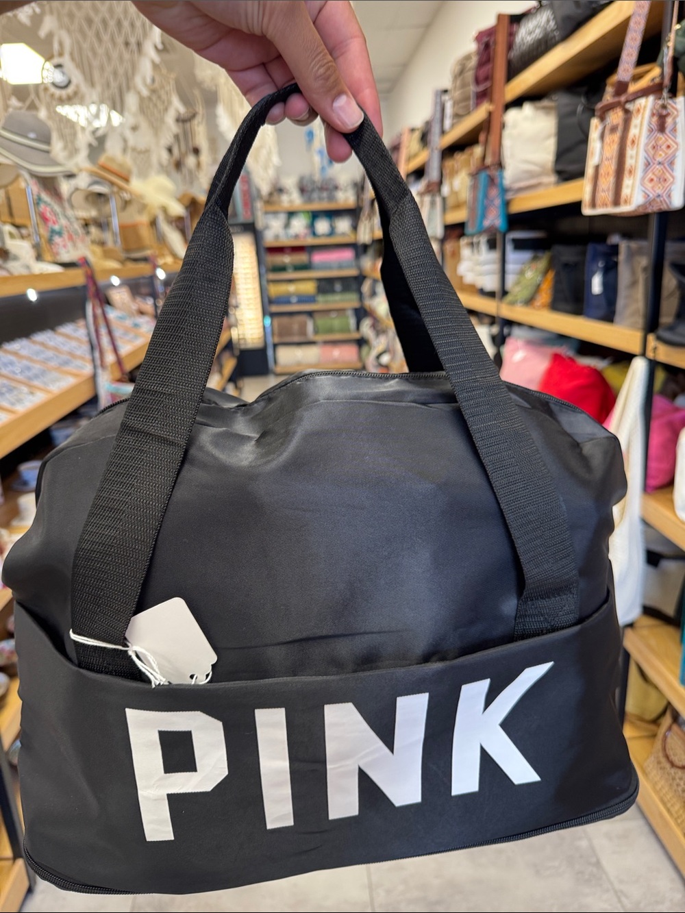 PINK Victoria's Secret Black Tote with White Logo